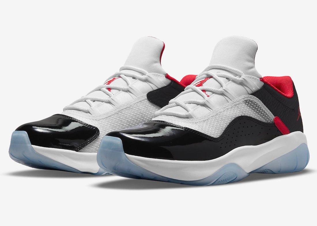 Air Jordan 11 CMFT Low in White, University Red, and Black