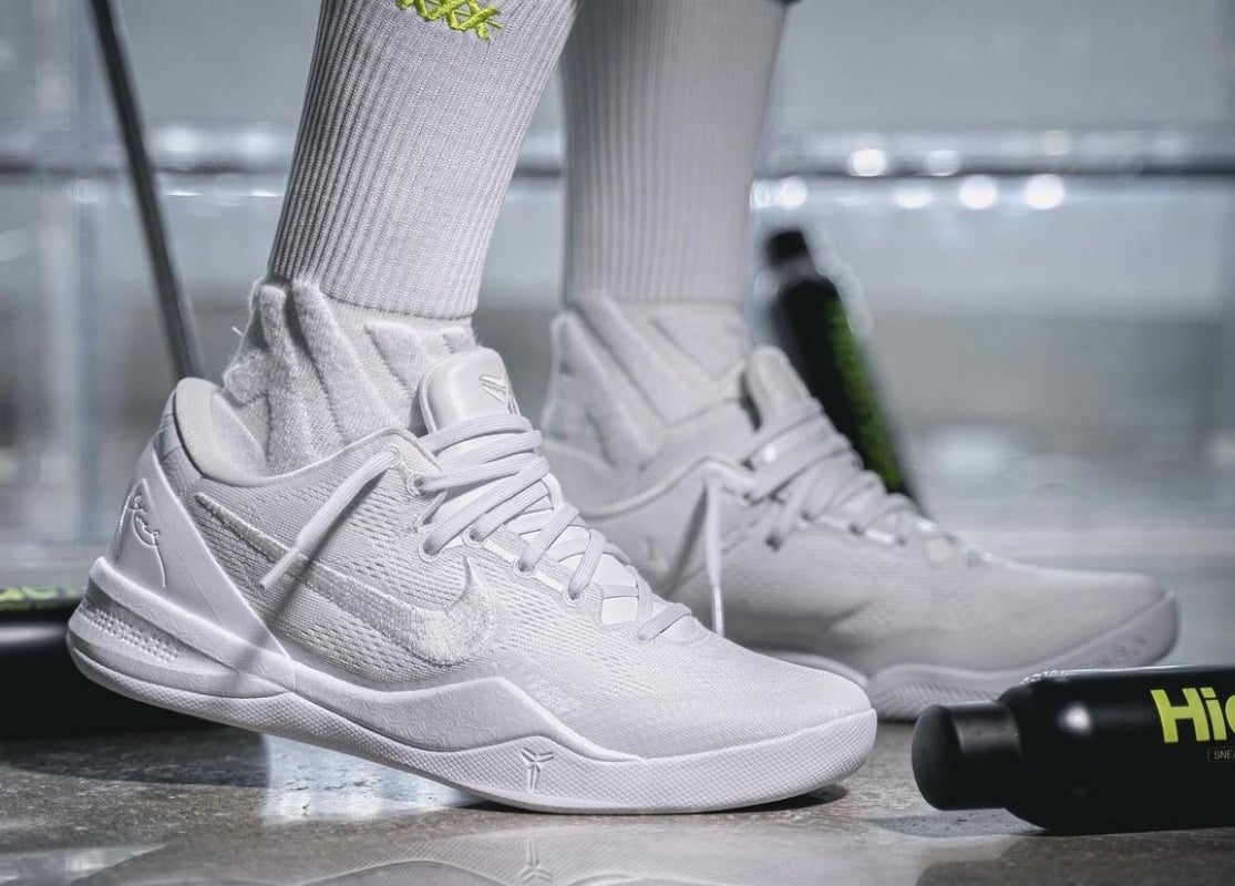 Nike Kobe 8 Protro Triple White FJ9364-100 On-Foot